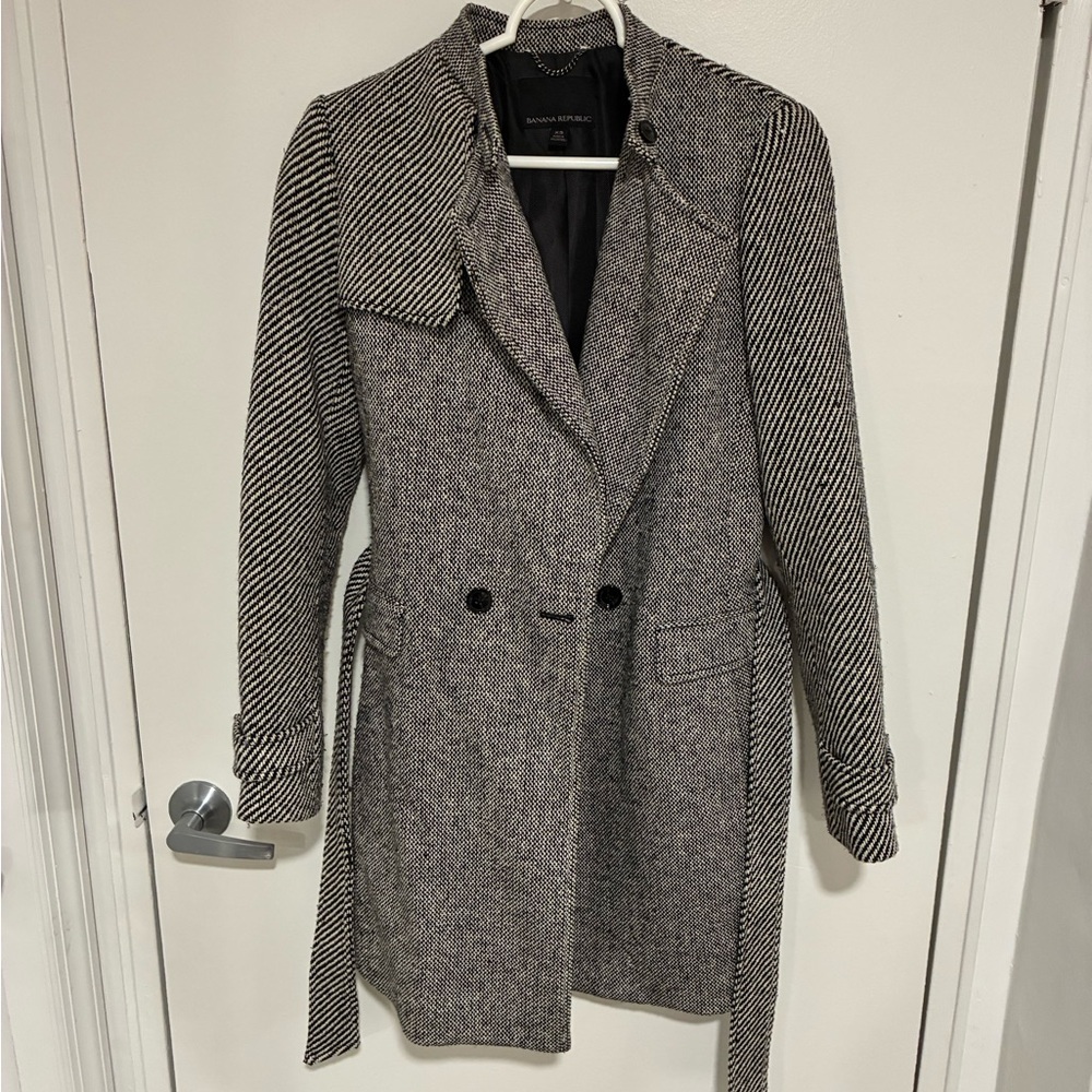 Banana Republic Gray Herringbone Trench Coat